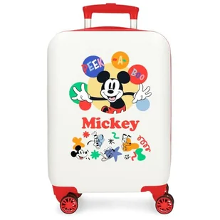 Joumma Disney Mickey Peek a Boo Walizka kabinowa biała 33 x 50 x 20 cm sztywne zapięcie szyfrowe ABS z boku 28,4 l 2 kg 4 koła podwójny bagaż ręczny, biała, walizka kabinowa - Walizki - miniaturka - grafika 1