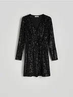 Sukienki - Reserved - Sukienka z cekinami - czarny - miniaturka - grafika 1