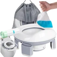 Nocniki - Nocnik turystyczny podróżny dla dzieci Nakładka na toaletę 2w1 Przenośny Składany Przenośna Toaleta dla dzieci + worki - miniaturka - grafika 1