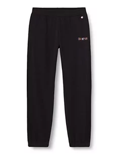 Spodnie damskie - Champion Damskie spodnie dresowe z dzianiny graficznej Powerblend z wysoką talią, zrelaksowane elastyczne mankiety, Czarny, M - grafika 1