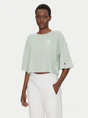 Koszulki i topy damskie - Champion T-Shirt Icons Washed Look 118023 Zielony Loose Fit - miniaturka - grafika 1