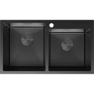 Zlewozmywaki - Mexen Xorin zlewozmywak stalowy 2-komorowy 780 x 450 mm, czarny - 6441782000-70 - miniaturka - grafika 1