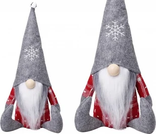 Świąteczny skrzat siwa czapka dzwoneczek 32cm - Ozdoby bożonarodzeniowe - miniaturka - grafika 1