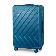 Walizki - Walizka średnia podróżna niebieska bagaż 24" ABS twarda na kółkach lekka - miniaturka - grafika 1