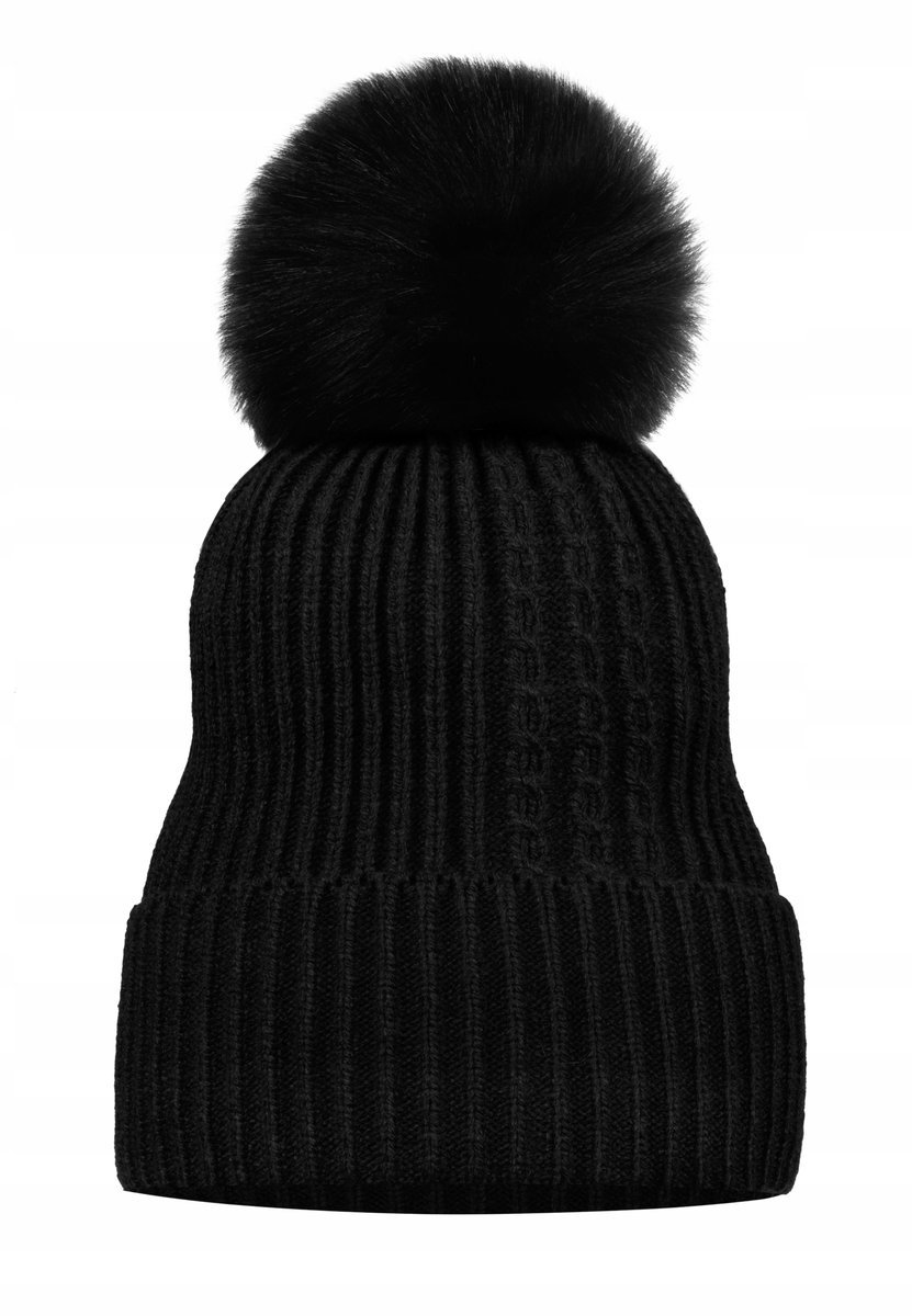 Zimowa Czapka Damska Z Pomponem Na Zimę Jesień Polska Marka Czarna