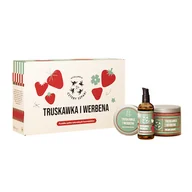 Zestawy kosmetyków damskich - Zestaw Cztery Szpaki Truskawka i Werbena, olejek do masażu, 250 ml + peeling, 150 ml + mus do ciała, 150 ml - miniaturka - grafika 1