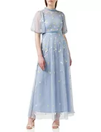 Sukienki - Frock and Frill Damska kwiecista haftowana sukienka na specjalne okazje, niebieska, 14, NIEBIESKI, 40 - miniaturka - grafika 1