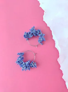 Kolczyki z koralików robione na szydełku granatowe - Kolczyki - miniaturka - grafika 1