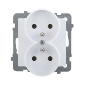 Gniazdka elektryczne - LEDart podwójne z uziemieniem, bez ramki - Ospel Sonata GP-2RRZ/m/00, kolor biały, 16A/250V - miniaturka - grafika 1