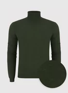 Swetry męskie - Gładki basicowy golf męski w kolorze zielonym - miniaturka - grafika 1