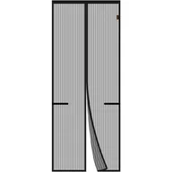 Moskitiery - Czarna moskitiera 90×210 cm, magnetyczna moskitiera przeciw komarom do drzwi, gruba siatka przeciw owadom, z klejem, rzepem i magnesami, automatyczne - miniaturka - grafika 1