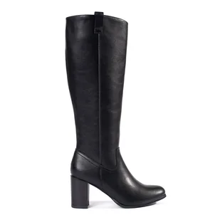 Czarne klasyczne skórzane kozaki damskie na słupku Sergio Leone - Kozaki damskie - miniaturka - grafika 1