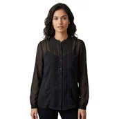 Bluzki damskie - Koszula damska Pepe Jeans Sonia lekka prześwitujaca czarna -XS - miniaturka - grafika 1