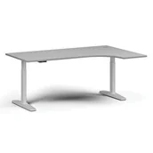 Stoły i stoliki do biura - Stół z regulacją wysokości, elektryczny, 675-1325 mm, narożnik prawy, blat 1800x1200 mm, podstawa biała, szara - miniaturka - grafika 1