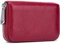 Portfele - Jasoup Etui na karty kredytowe Skórzany mini portfel na karty kredytowe () Róża czerwona - miniaturka - grafika 1