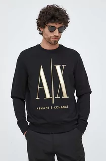 Bluzy męskie - Armani Exchange bluza bawełniana męska kolor czarny z aplikacją - grafika 1