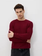 Swetry męskie - Reserved - Strukturalny sweter z bawełny - bordowy - miniaturka - grafika 1