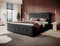 Łóżka - Łóżko tapicerowane z pojemnikiem SFG015P | 140x200 | Welur | Czarny - miniaturka - grafika 1