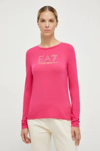 EA7 Emporio Armani longsleeve damski kolor różowy - Bluzki damskie - miniaturka - grafika 1