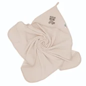 Okrycia kąpielowe dla dzieci - Bocioland, okrycie kąpielowe, 80 x 80 cm, bawełna 100%, ręcznik z kapturkiem, kolor beżowy, szop, 1 sztuka - miniaturka - grafika 1