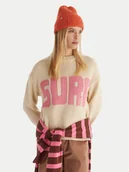 Swetry damskie - Roxy Sweter Exploring Heart ERJSW03674 Beżowy Regular Fit - miniaturka - grafika 1