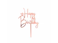 Ciasta i półprodukty do ciast - Topper z pleksi na tort Happy Birthday różowe złoto - 1 szt. - miniaturka - grafika 1