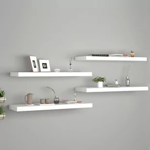 vidaXL vidaXL Półki ścienne, 4 szt, białe, 80x23,5x3,8 cm, MDF - Półki do salonu - miniaturka - grafika 1