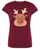 Koszulki i topy damskie - Świąteczny T-Shirt damski kolorowy Rudolf Renifer Prezent M - miniaturka - grafika 1