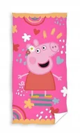 Okrycia kąpielowe dla dzieci - ŚWINKA PEPPA PIG Ręcznik kąpielowy plażowy bawełniany róż 70x140 - miniaturka - grafika 1