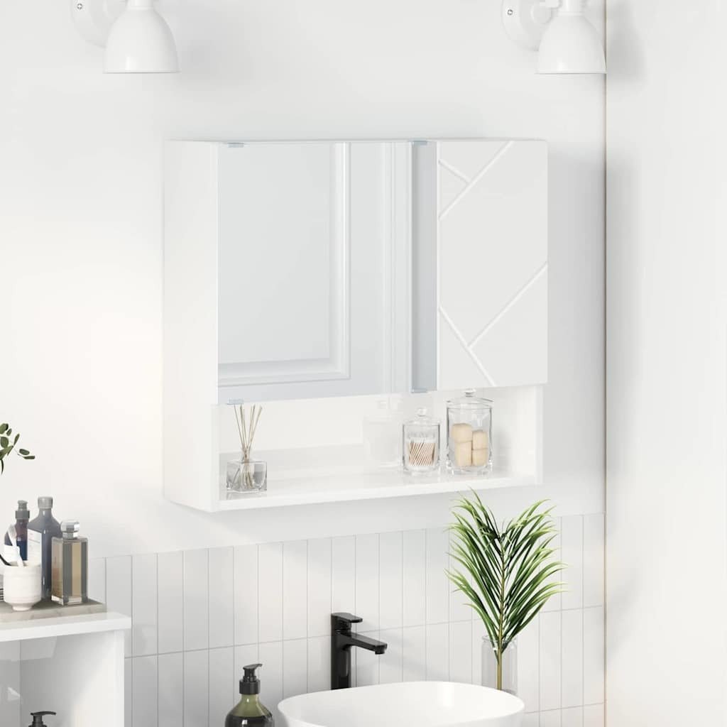 vidaXL vidaXL Szafka z lustrem z drzwiami Wysoki połysk biały 59 x 17 x 55 cm