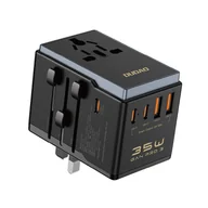 Ładowarki do telefonów - Ładowarka adapter podróżny A35Pro 35W EU / UK / AUS / US / JP 3x USB-C 2x USB-A - czarny DUDAO - miniaturka - grafika 1