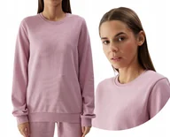 Bluzy damskie - Klasyczna bluza dresowa nierozpinana bez kaptura damska 4F 4FWSS24TSWSF0954-56S Różowy - miniaturka - grafika 1