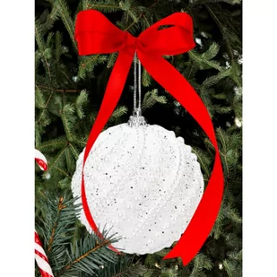 Ozdoba świąteczna bombka perełki biała 1szt KSN148 - Bombki - miniaturka - grafika 2