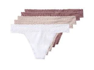 esmara® Majtki stringi damskie z bawełną, 5 par (Różowy/ biały, L(44/46)) - Majtki damskie esmara® Majtki stringi damskie z bawełną, 5 par (Różowy/ biały, L(44/46)) - Majtki damskie - miniaturka - grafika 1