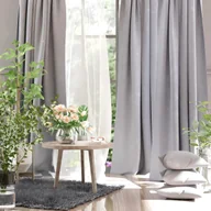 Zasłony - Zasłona szara gładka gotowa na taśmie 150x250cm S564 - miniaturka - grafika 1