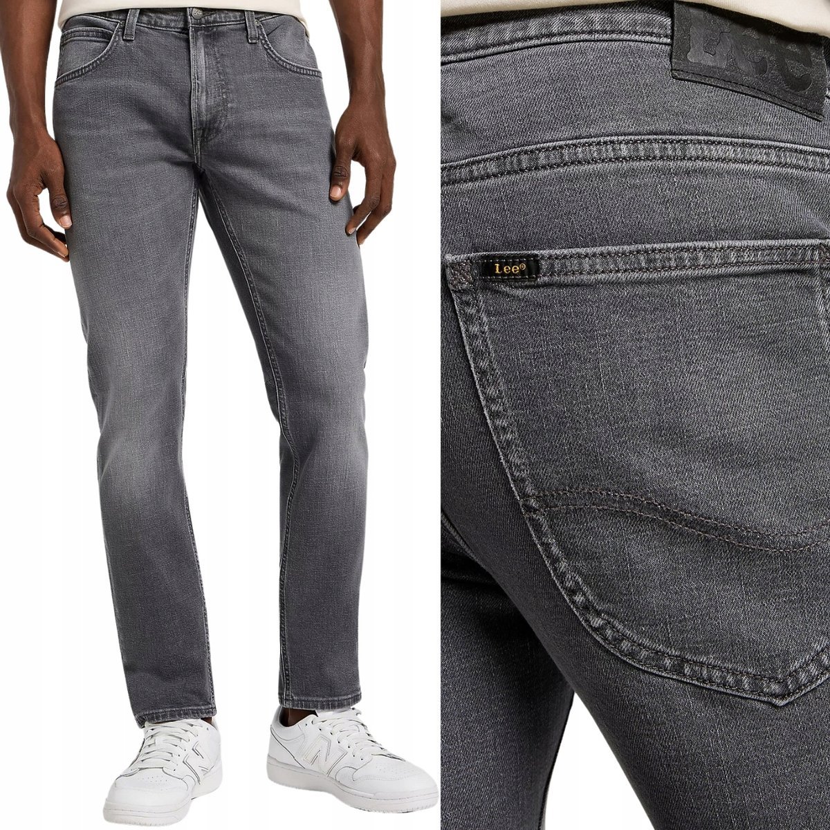 Lee LUKE SLIM Granite Stone mocno zwężane szare spodnie jeansowe W31 L30