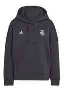 Bluzy damskie - Bluza damska Adidas Real Madrit Travel z kapturem kangurka czarna-S - miniaturka - grafika 1