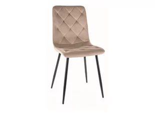 Krzesło tapicerowane JERRY VELVET ciemny beż welurowe SIGNAL - Krzesła - miniaturka - grafika 1