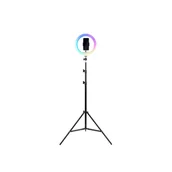 Selfie stick - HAVIT ST7026 Selfie Stick Kolorowe podświetlenie LED 72-210cm Uchwyt Czarny - miniaturka - grafika 1