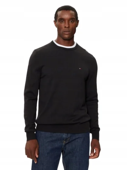 TOMMY HILFIGER MĘSKI SWETER CZARNY BAWEŁNIANY 3XL 12GA