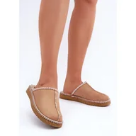 Kapcie damskie - Obuwie Domowe Kapcie Z Haftem Damskie Inblu EY000028 Camel brązowe - miniaturka - grafika 1