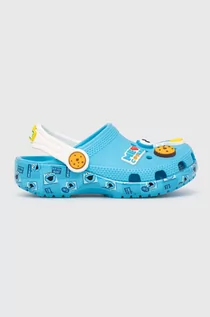 Buty dla dziewczynek - Crocs klapki dziecięce x Sesame Street kolor niebieski - grafika 1