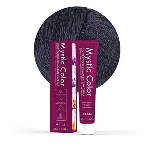 Mystic Color - Czarny Niebieski kolor 1.1 - Farba do włosów - Profesjonalna długotrwała farba kremowa - Z hydrolizowaną keratyną, olejkiem arganowym i nagietkiem - 100 ml
