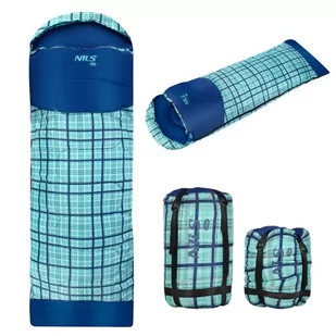 NIEBIESKA KRATKA ŚPIWÓR ROZM L. NILS CAMP NC2009 - Śpiwory - miniaturka - grafika 1