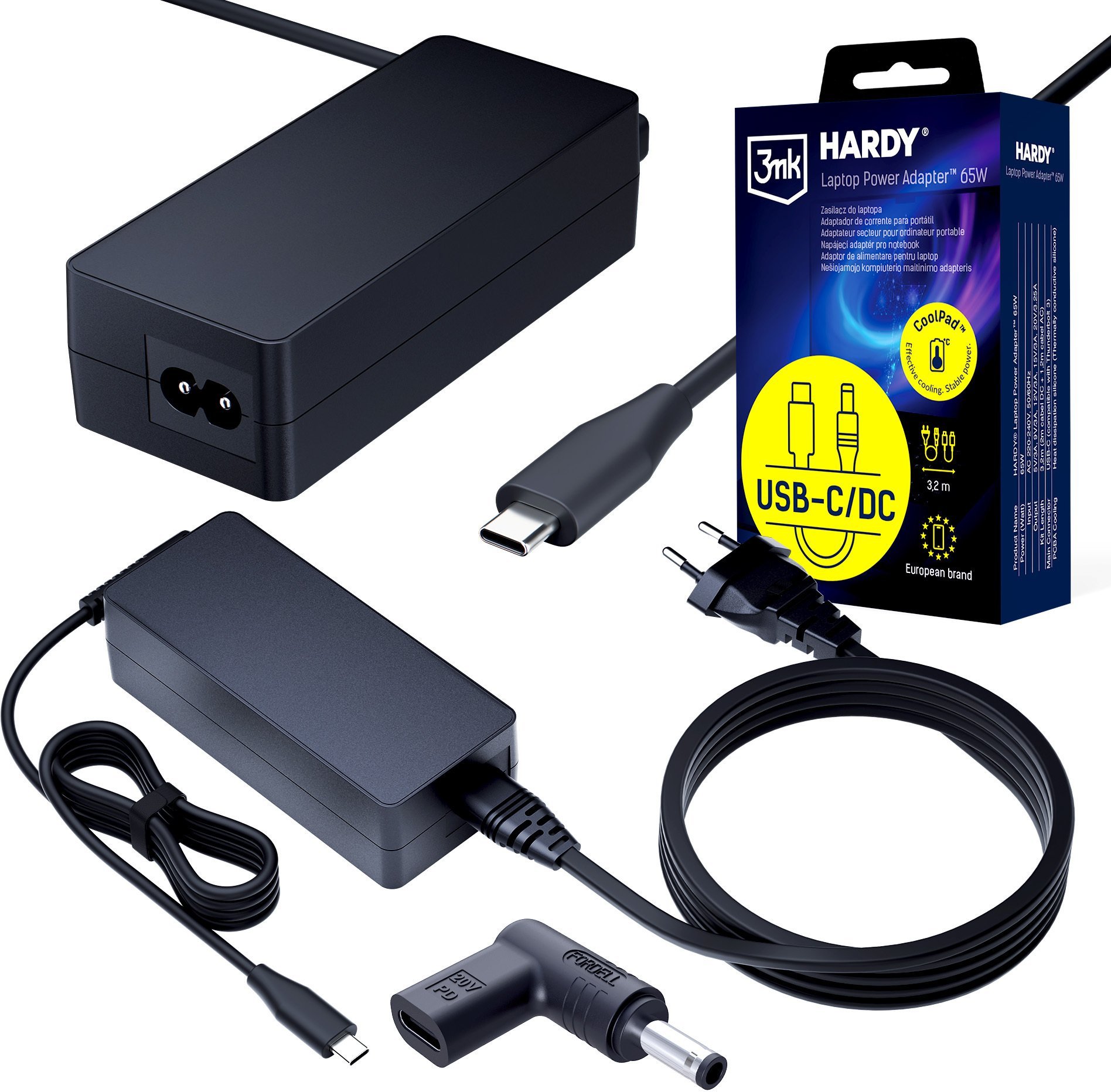 Zasilacz do laptopa Canyon Dell 20V USB-C DC 4.5 x 3.0 - 3mk Hardy Power Adapter