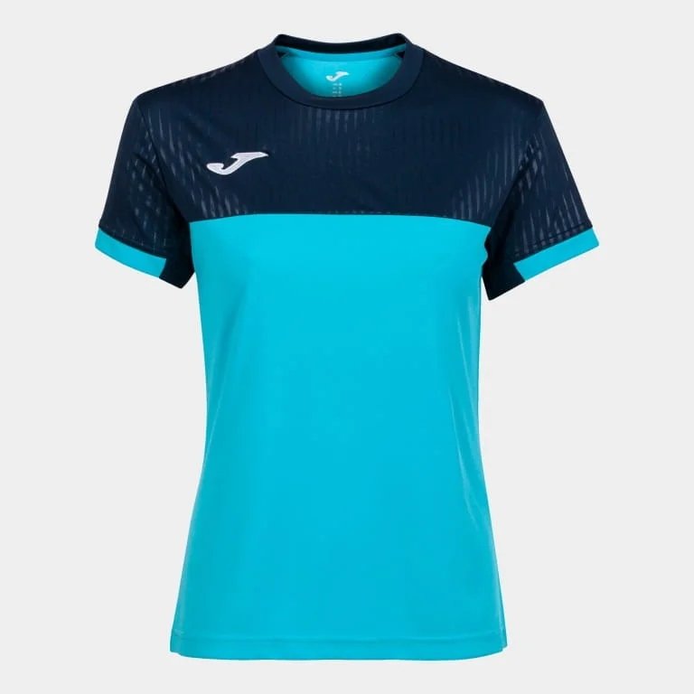 Koszulka damska Joma Montreal Short Sleeve T-shirt fluor turquoise-navy 2XS