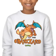 Bluzy dla dziewczynek - Bluza Dziecięca Biała Bez Kaptura Prezent Dla Dziecka Charizard 104 Wzory - miniaturka - grafika 1