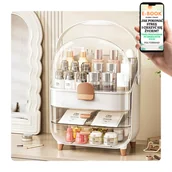 Kosmetyczki, organizery i kuferki - Wielki Organizer Na Kosmetyki Białyszkatułka Z Uchwytem Kosmetyczka Prezent Dla Kobiet + Ebook-1 - miniaturka - grafika 1