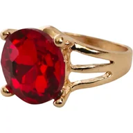 Pierścionki - Złoty Pierścionek z Cyrkonią Duża Cyrkonia Kamień Stal Chirurgiczna Vintage - miniaturka - grafika 1