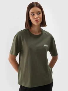 Damski t-shirt z nadrukiem 4F 4FWAW24TTSHF1648 - zielony - Koszulki sportowe damskie - miniaturka - grafika 1